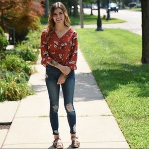 orange blossom peplum top